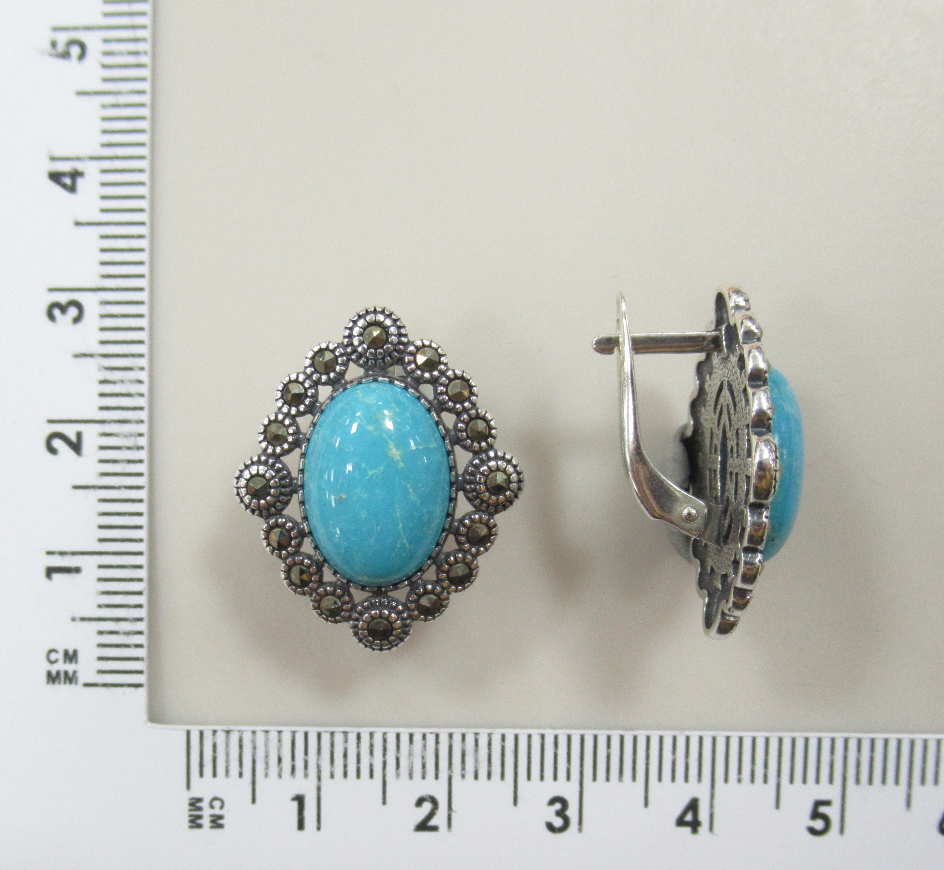 Серебряные серьги с бирюзой